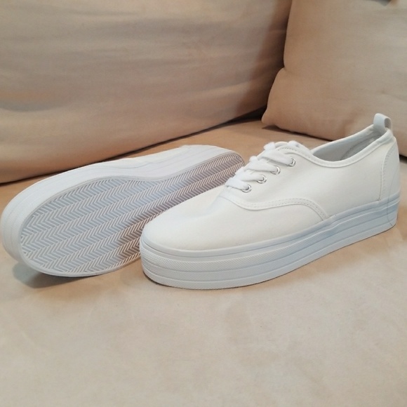 h&m white platform sneakers